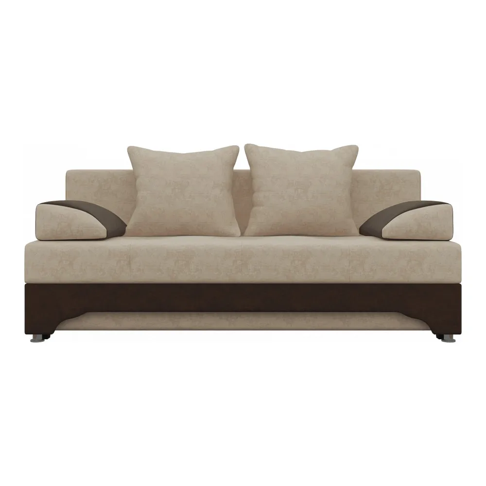 Диван-еврокнижка АртМебель Ник-2 микровельвет бежево-коричн \ бежевый Коричневый