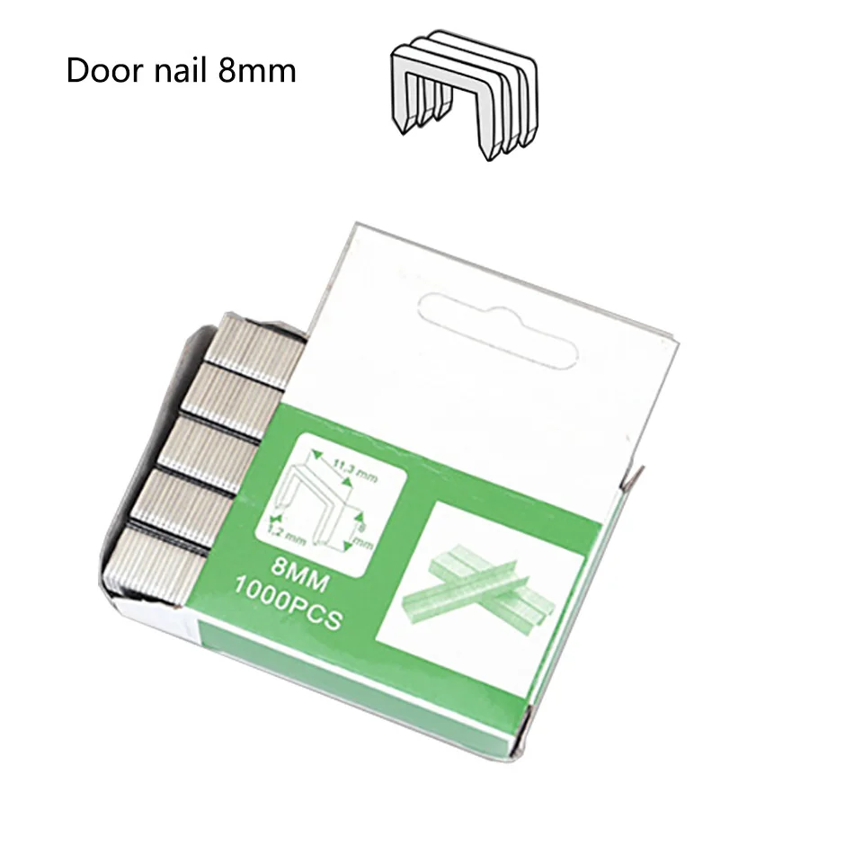 Door nail 8mm 1000 шт U гвоздь T гвоздь дверной гвоздь скобы в форме двери скобы ручной гвоздь степлер штапельный пистолет для деревянной мебели для домашнего использования гвоздь - Цвет: Door nail 8mm