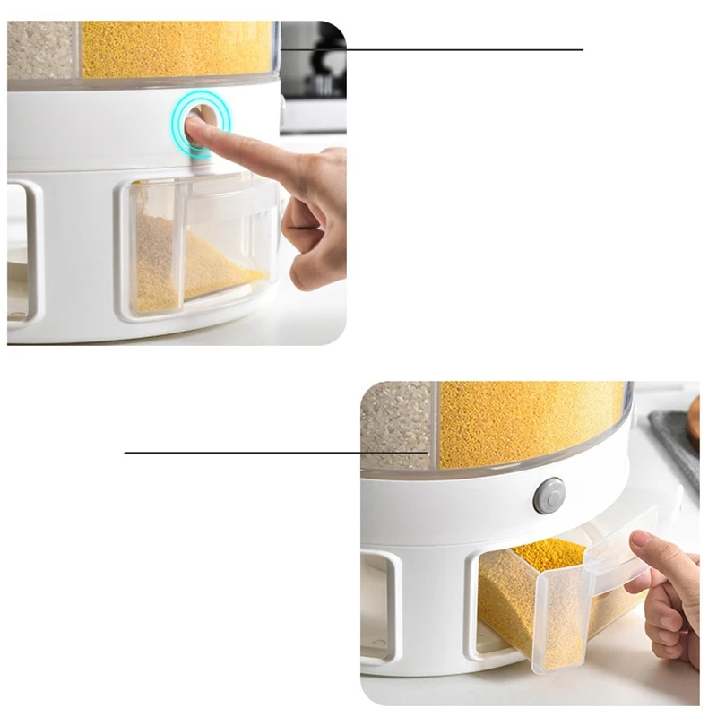 

6 Grids Plastic Kitchen Rice Storage Box Storage Box Rotating Dry Food Rice Container Storage Case Flour Grain