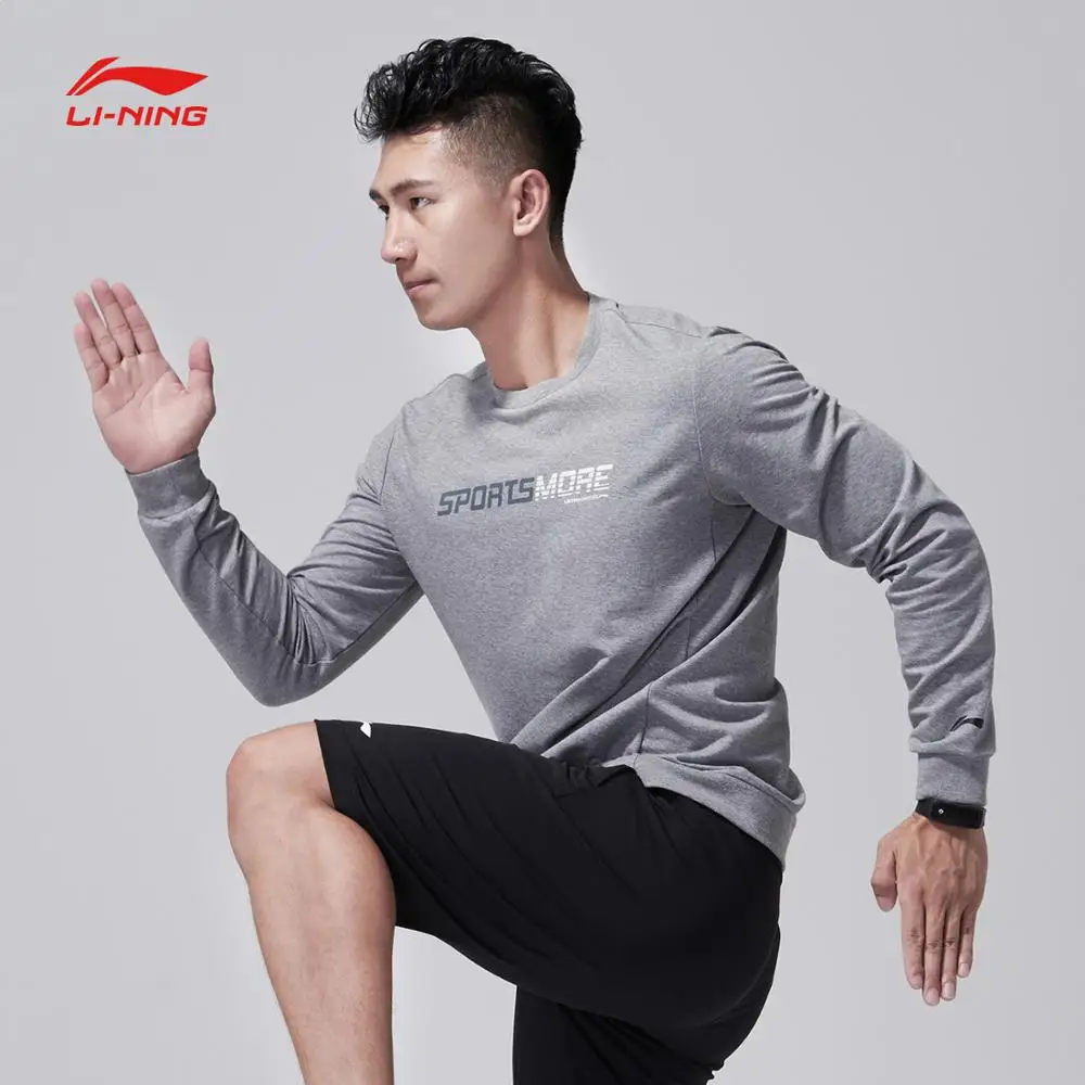 Li-Ning мужской тренировочный свитер с капюшоном из 82% хлопка, 15% полиэстера, 3% спандекса, спортивные топы AWDN339 MWW1403