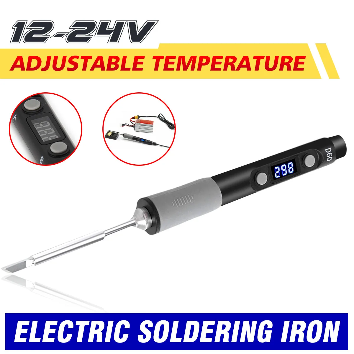 

SQ-D60 60W Digital Soldering Iron Station DC12-24V Type-C Interface 100-400 Adjustable Temperature Electric Soldering Irons