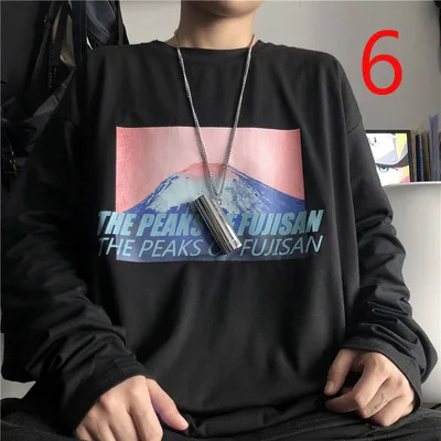 

Korean version ins boys trend print long-sleeved T-shirt autumn wild loose sweater