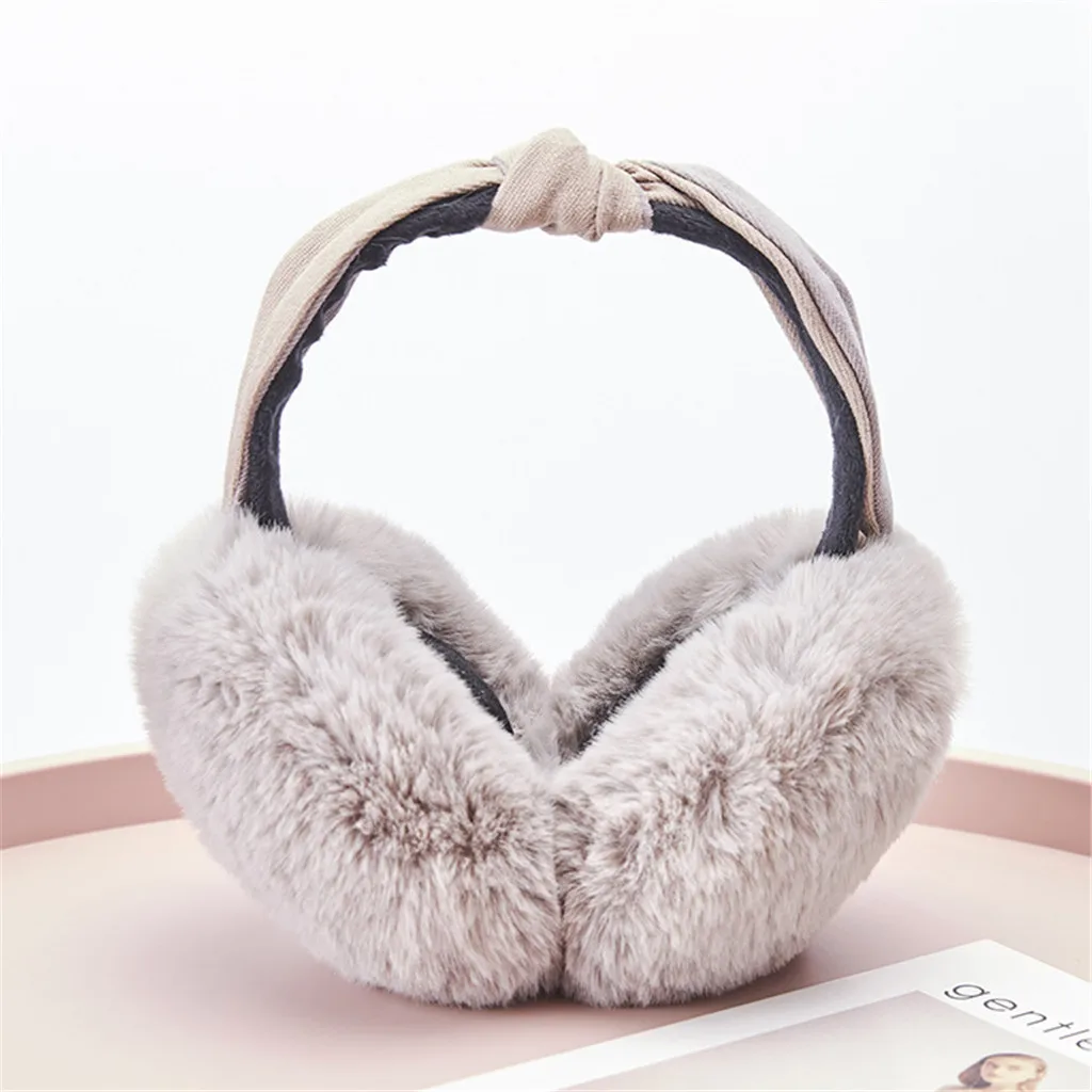Женские забавные наушники с ушками повязка на голову из искусственного меха