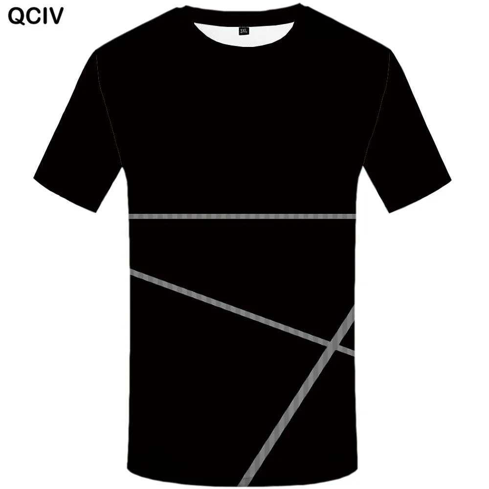 Футболка QCIV Line Мужская креативная забавная рубашка с абстрактным принтом черная