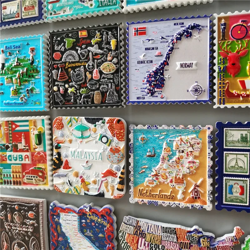 

World Tourism Fridge Magnets Japan USA Australia Philippines Holland Spain Netherlands Sweden Malaysia Refrigerator Stickers
