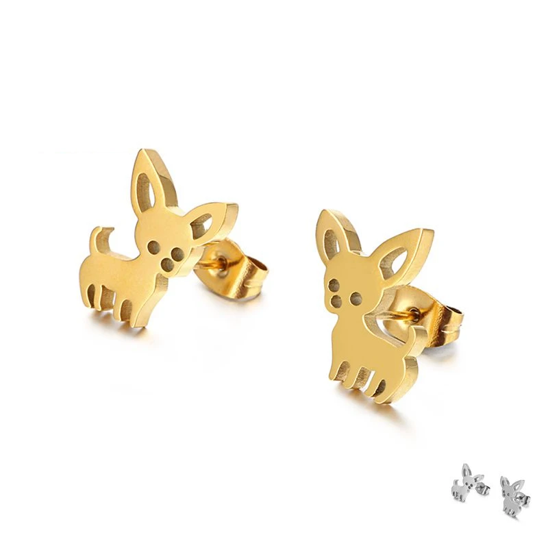 

Newest Cute Dog Stud Earrings For Women Stainless Steel Love Pet Animal Jewelry