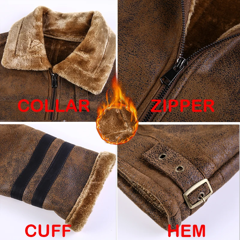

Leather Jackets Mens Motor Biker Thick Winter Windproof Warm Windbreaker Male Clothing Big Size Black Brown Pu Coat Men Overcoat