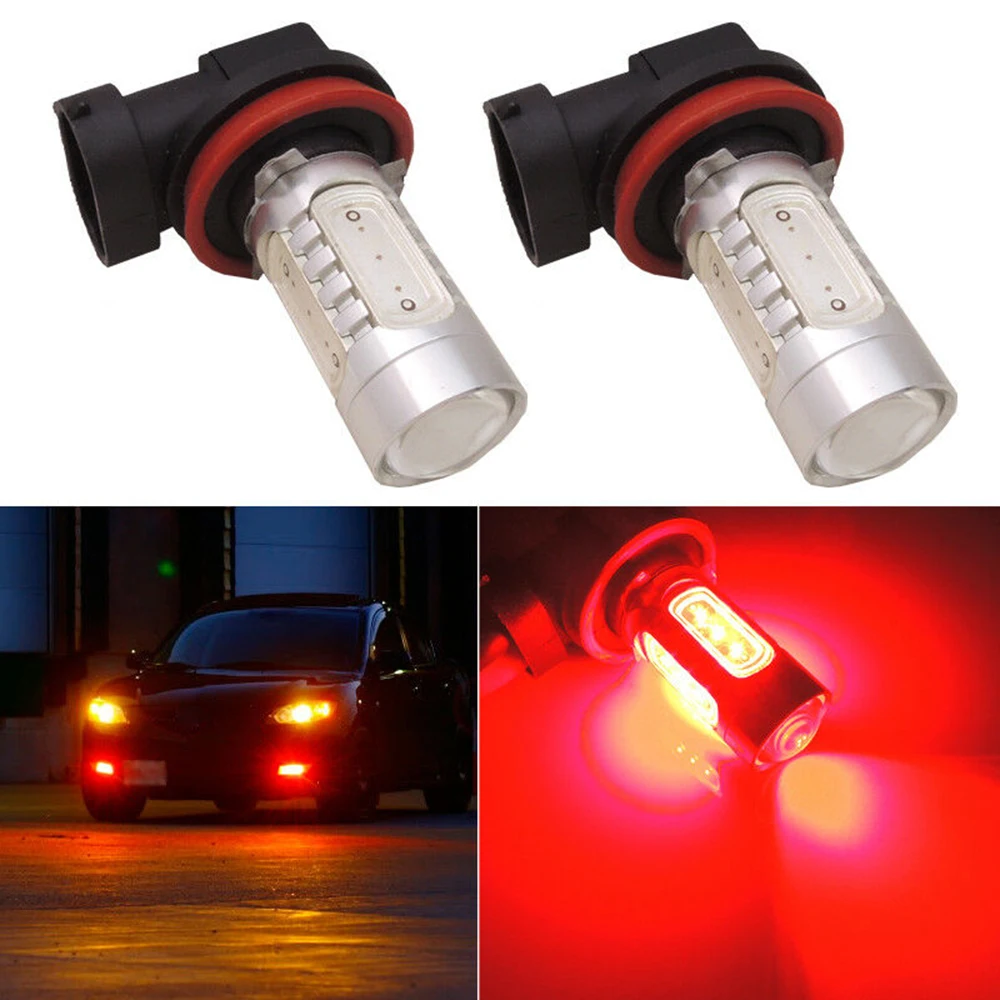

Accessories Driving Fog Lights Lamps Bulbs LED Red H11 H8 2 pcs Car Truck