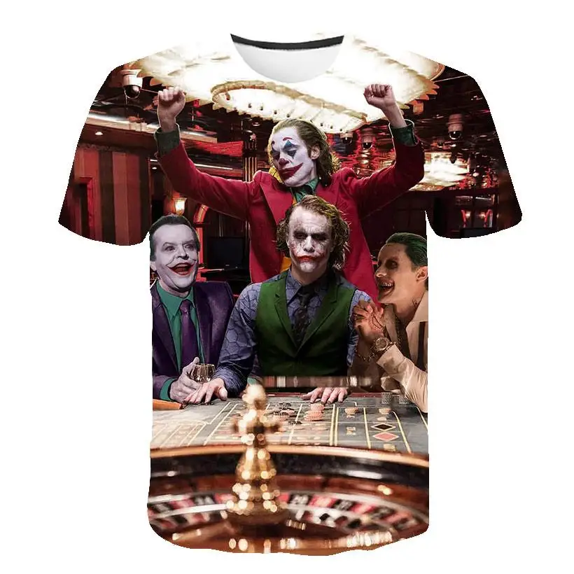 

2021 latest clown 3D printed animal cool and interesting T-shirt red men's short-sleeved summer top T-shirt fashion T-shirt