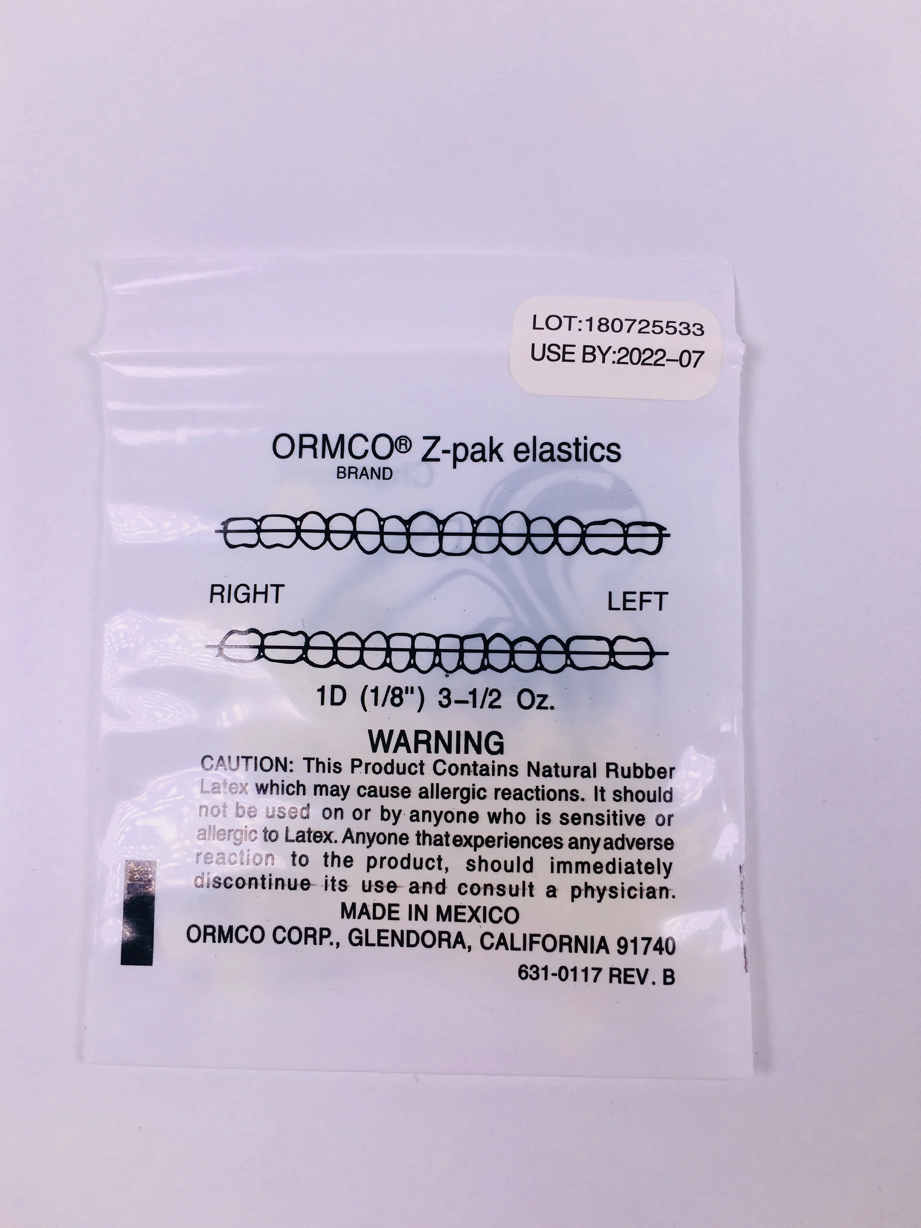 100 Pieces per Bag Dental Orthodontic Elastic Bands 3.5 Ounces 1/8 ORMCO Zoo Pack image 5