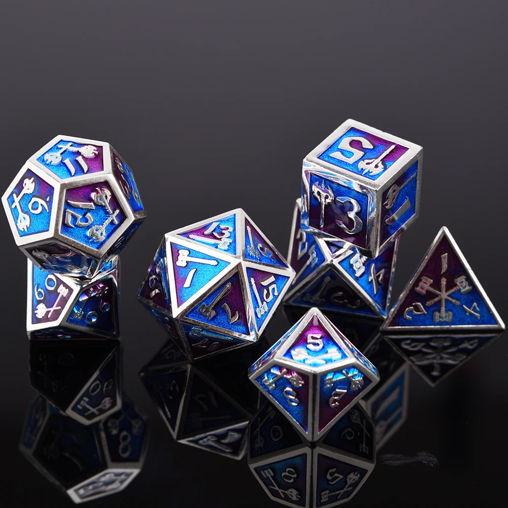 Твердые металлические полигедральные игральные кости с сумкой для настольных