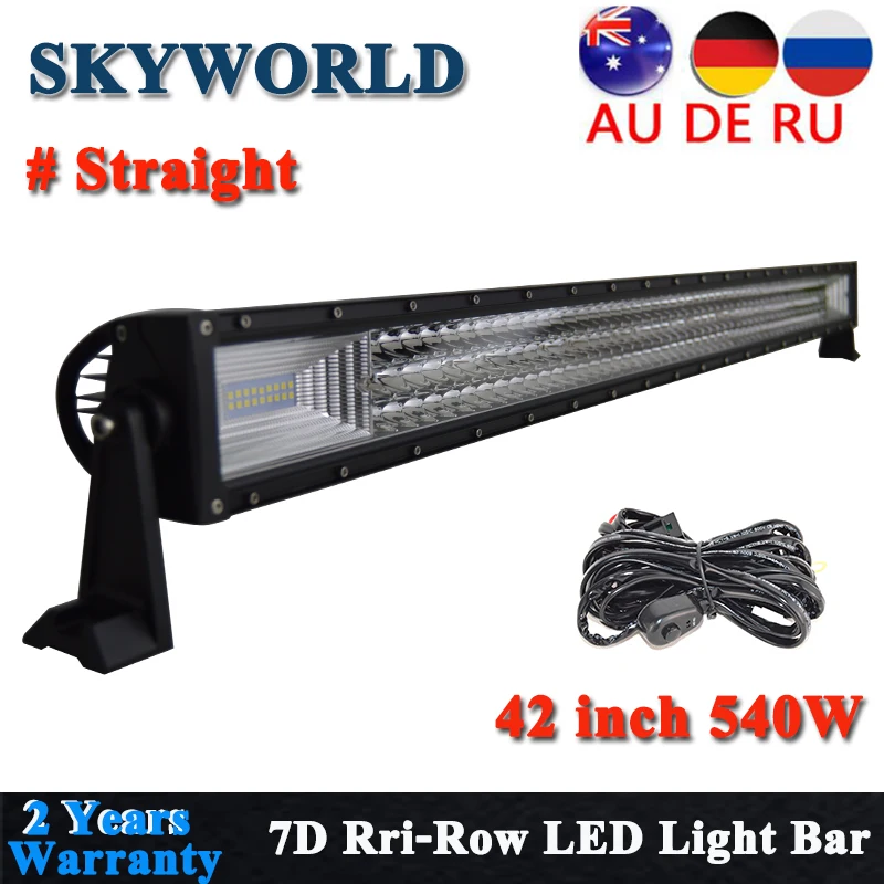 SKYWORLD высокой мощности 7D 4" дюймов 540 Вт внедорожный светодиодный-бар трехрядный комбинированного луча СВЕТОДИОДНЫЙ светильник бар для Авто Грузовик автомобилей 4x4 4WD дальнего света 12V 24V