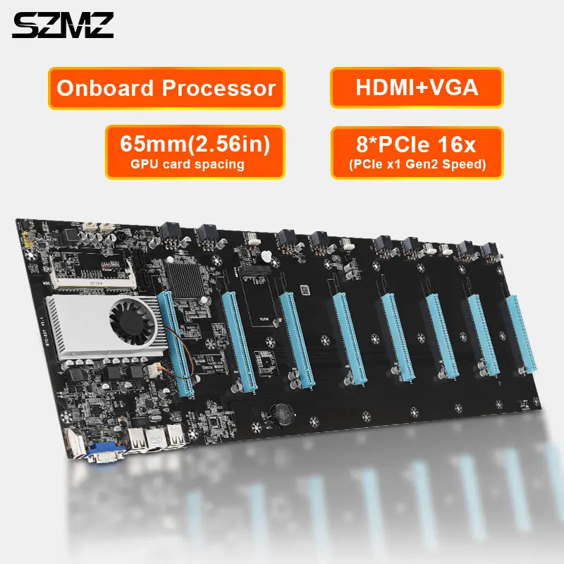 Online 8 Grafiken ETH Bergbau Motherboard Kit Mit Onboard-CPU + MSATA SSD 64GB + DDR3 RAM 8GB Set Cryptocurrency Miner Bergbau Combo