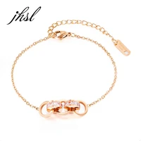 jhsl unique fashion jewelry rose gold color stainless steel female women simulated pearl bracelets bangles with cross charm