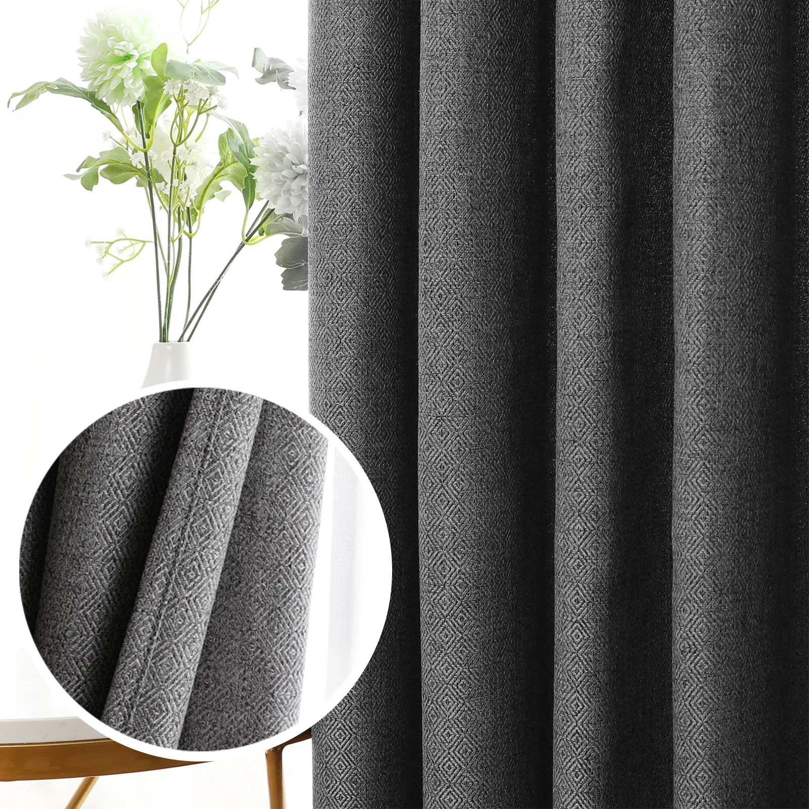 Topfinel Modern Blackout Curtain For Living Room Shading  Bedroom Custom Made Gray Curtains Solid Color Window Blinds Drapes