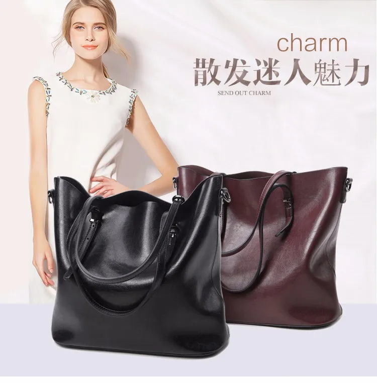 Новая женская сумка простая на плечо Высококачественная кожаная сумка-тоут