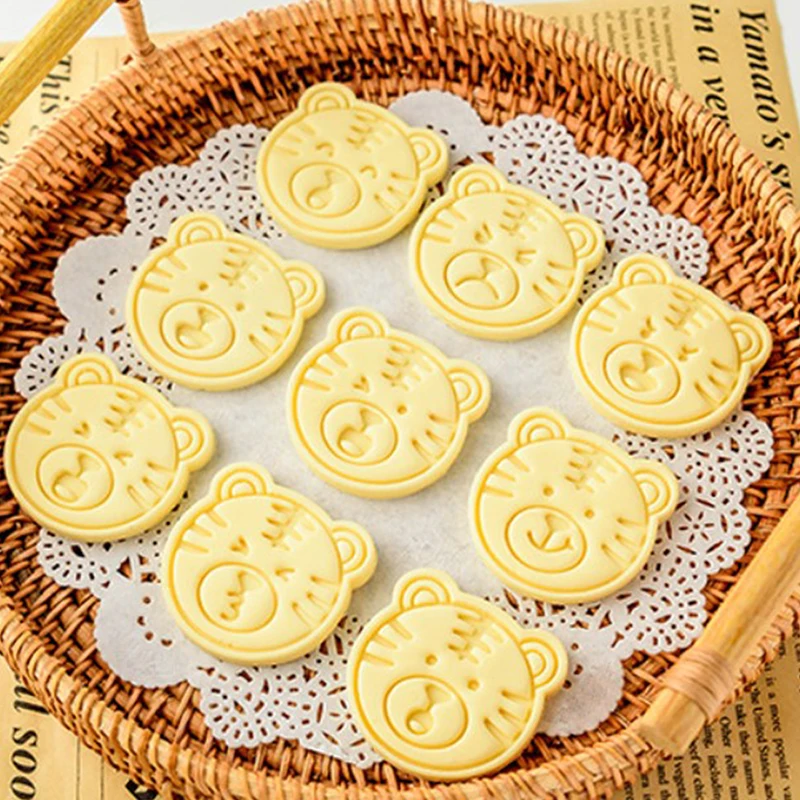 

Инструменты для выпечки, экологически чистые пластиковые формы для печенья, мультяшный 3D тигр, фоторезки, пресс для печенья, тисненый штамп,...