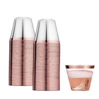 disposable rose gold edge hard plastic aviation cup juice whiskey cup gold powder ground texture dessert cup mousse cup