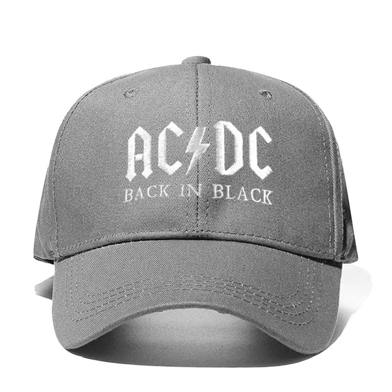grey black Новинка, бейсболка с полосами AC/DC, кепка в стиле рок, хип-хоп, Мужская бейсболка acdc, Кепка с вышитыми буквами, Повседневная шляпа для диджея, рок, папы, Прямая поставка - Цвет: grey black