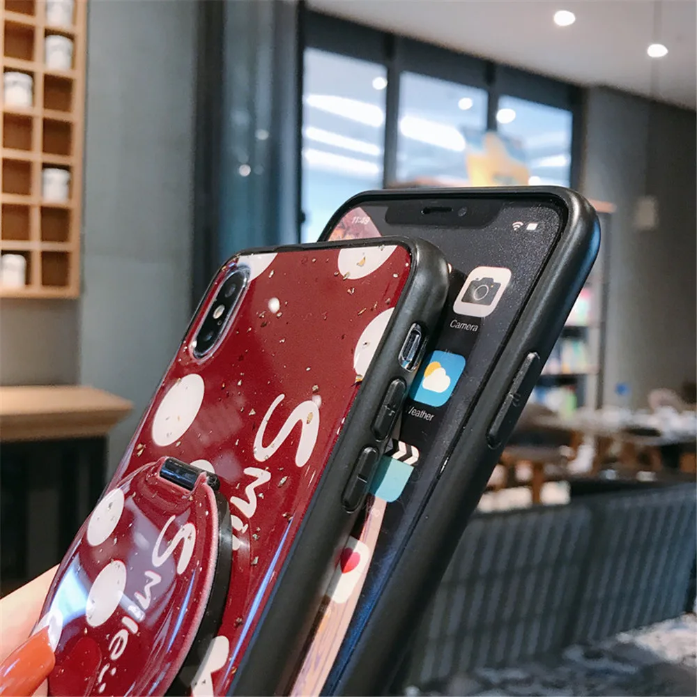 

Mirror Bracket Glossy Phone Case For OPPO Reno 2 3 4 Pro Reno Z 2Z ACE Realme X Cute Personalized All-Inclusive Back Case