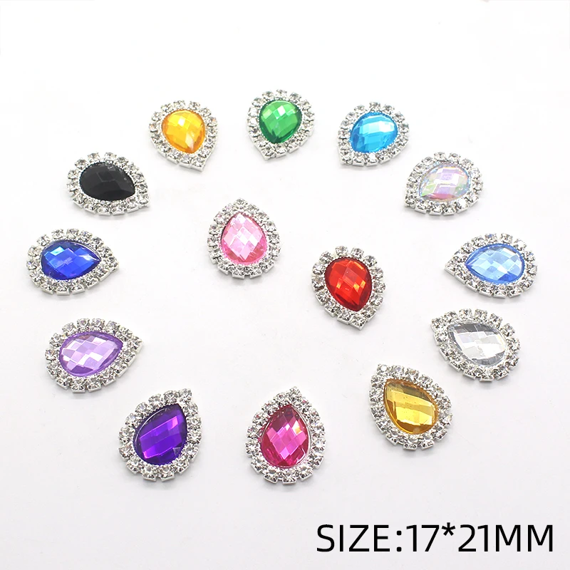 10 шт/Лот 17*21 мм металлическая Капля воды rhinestoneMaterial акриловый материал MixDIY одежда