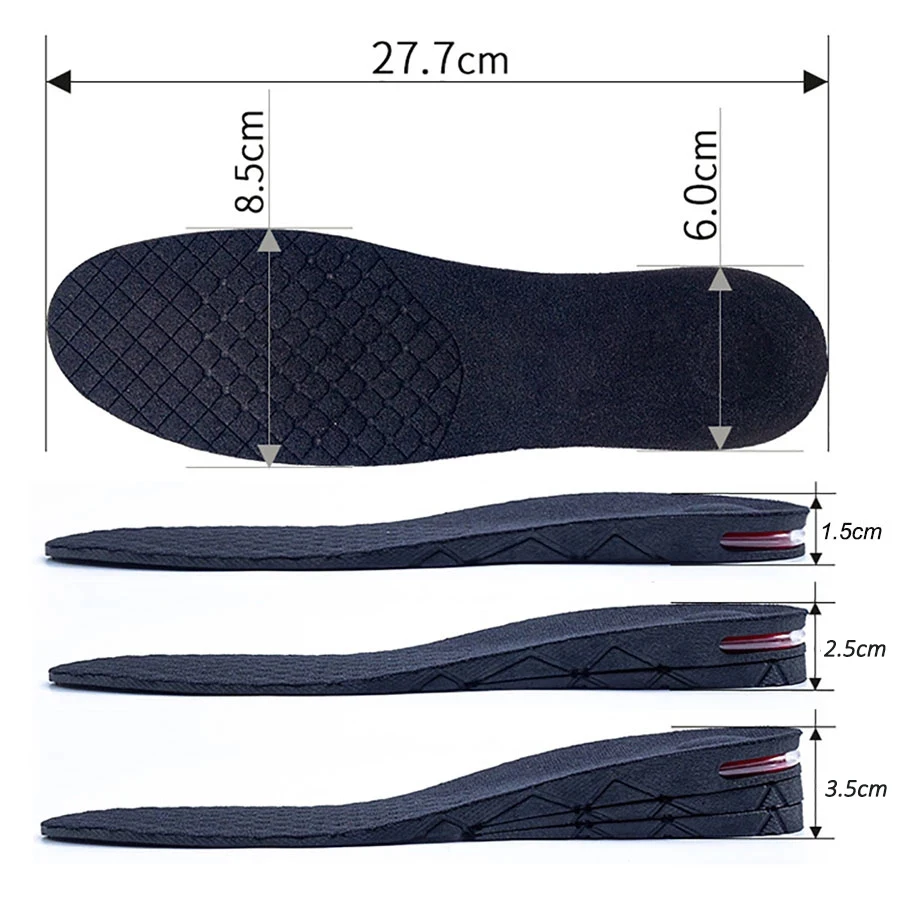 

1-3.5cm Height Increase Insole Cushion Height Lift Adjustable Cut Shoe Heel Insert Taller Support Absorbant Foot Pad Men shoes
