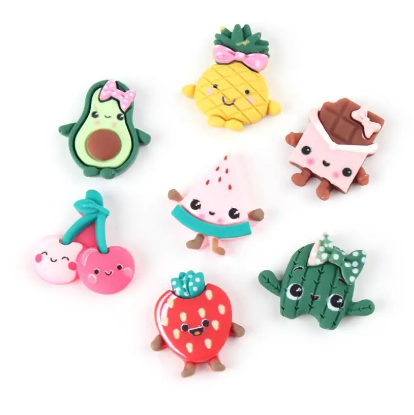 Оптовая торговля! Kawaii каучук мультфильм фрукты поделки плоская спина Кабошон