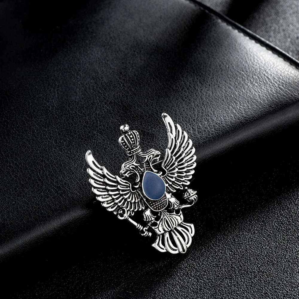 Retro Wing Metal Brooches Pins Double-headed Eagle Badge Brooch Scarf Suit Clothes Buckles Men Accessories Gifts | Украшения и