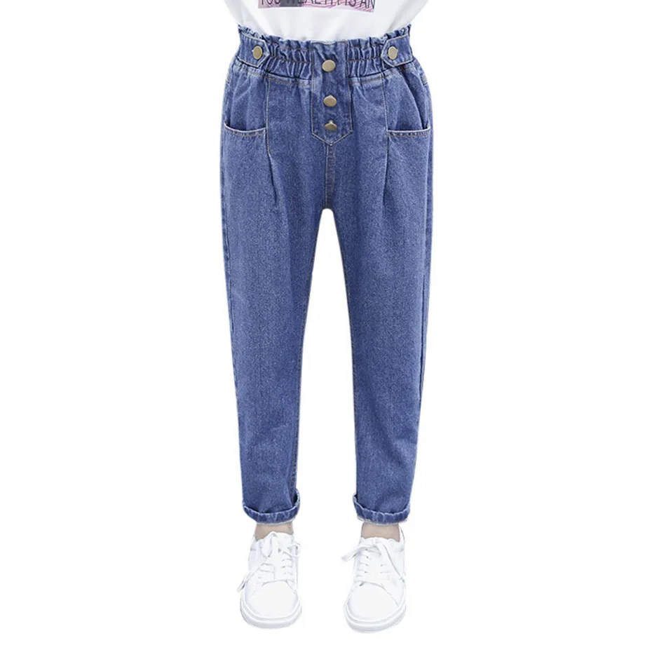 Джинсы для девочек 2020 новые джинсы с эластичным поясом Осенние повседневные