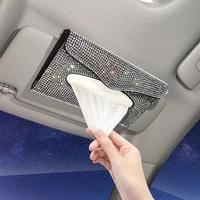 rhinestone tissue box car sun visor type crystal tissue box holder luxury tissue cover car assessoires interior for women
