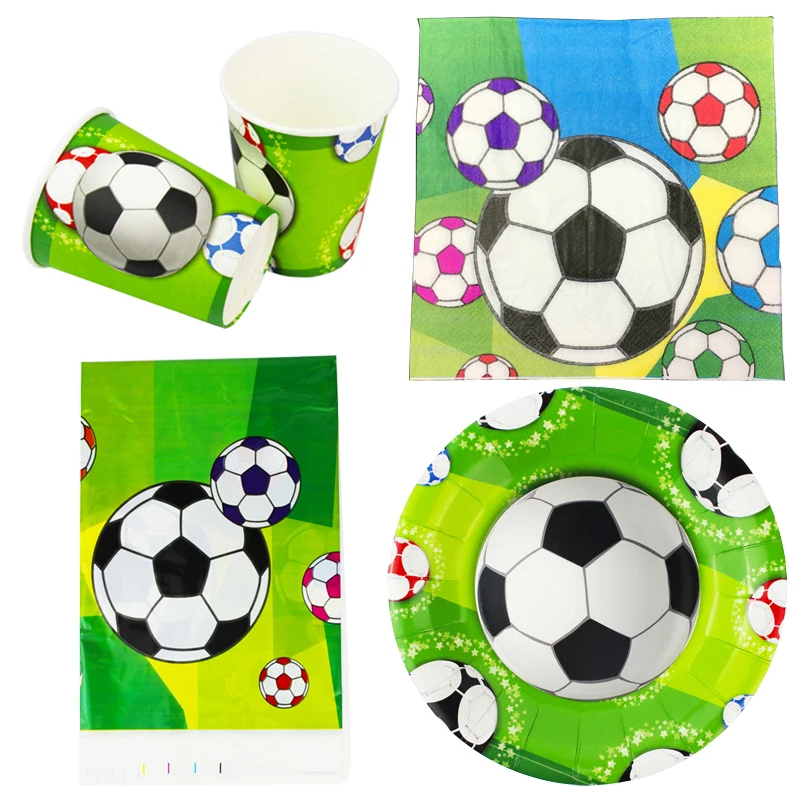 61 шт Футбольный Мяч Тема посуда набор украшения салфетки чашки День Рождения