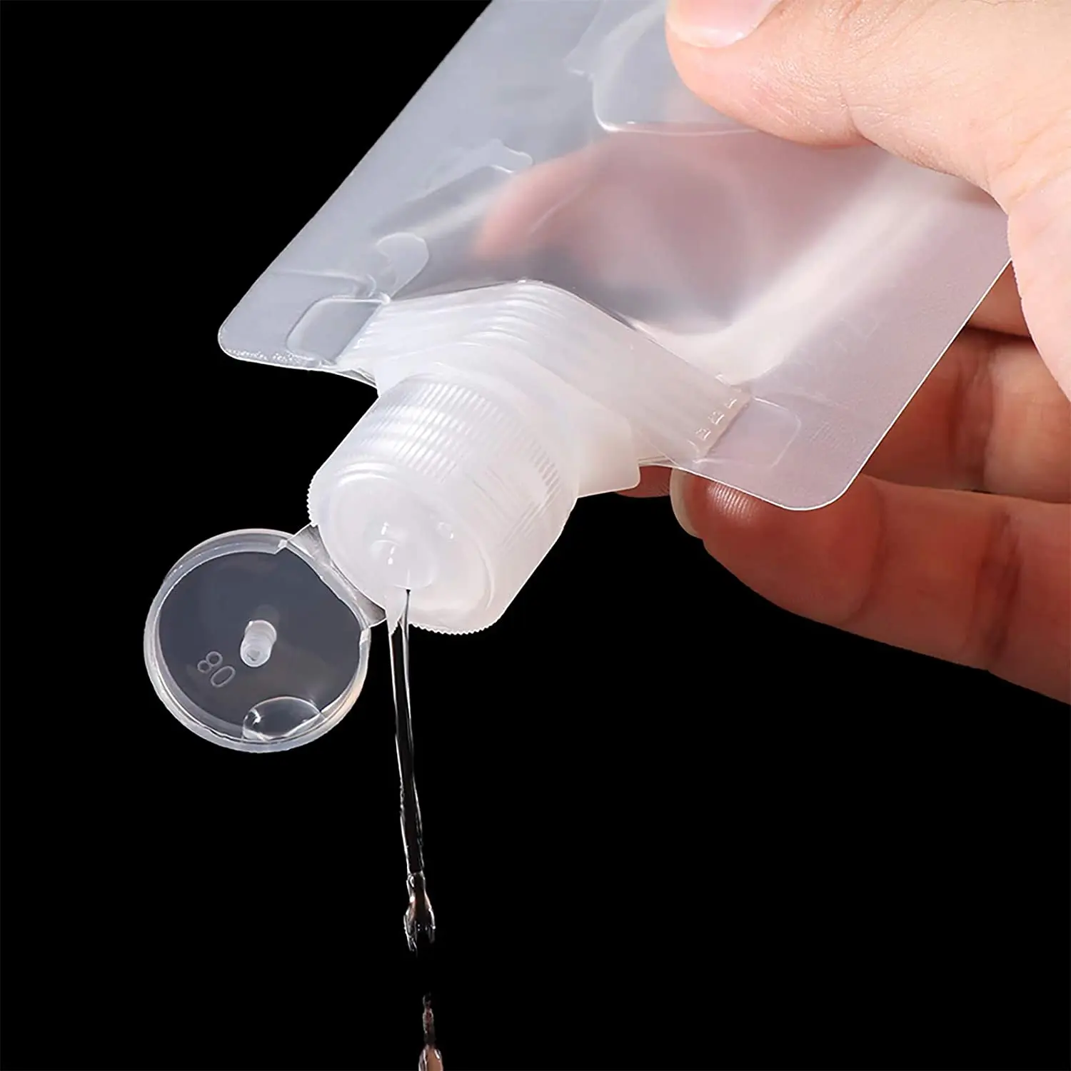 

12/24pcs 30/50/100ml Travel Size Refillable Empty Squeeze Pouch Lotion Shampoo Shower Gel Bags Leakproof Cosmetic Container