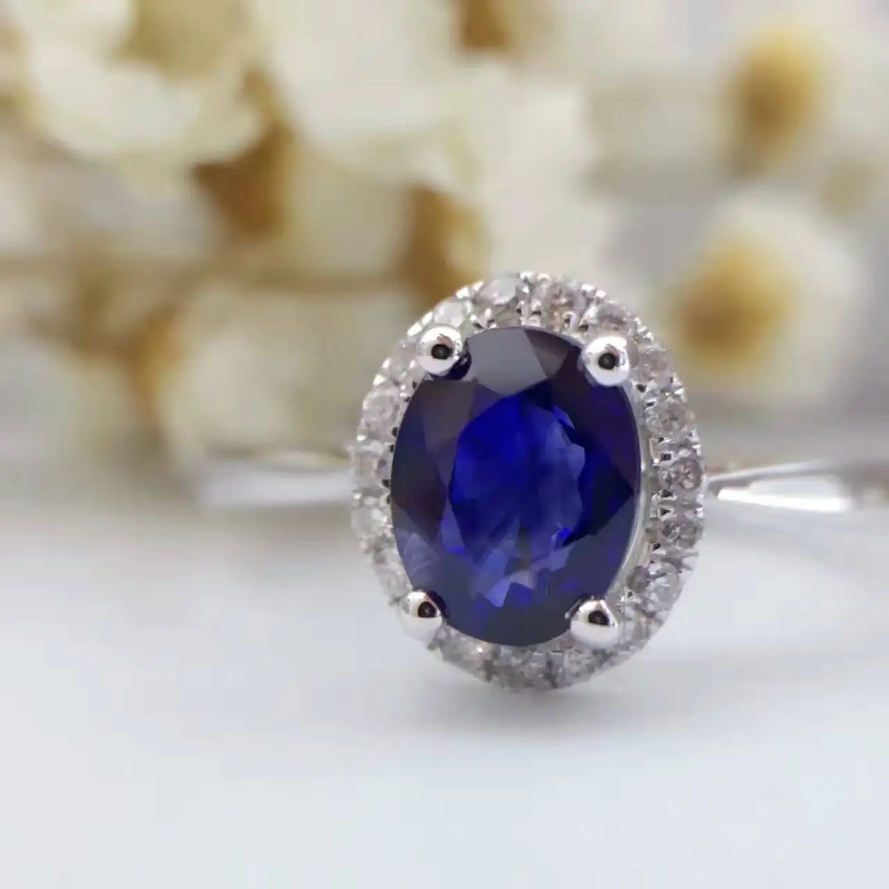 18K золото 0.819ct натуральный сапфир женское кольцо с 0.106ct Бриллиантовая установка Новое изысканное украшение на свадьбу обручальное кольцо