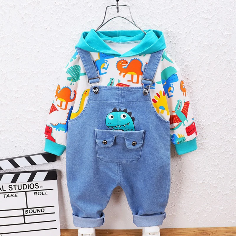 

Keelorn Baby Boys Girls Clothes Set for Kids Toddler Dinosaur Cartoon Clothing Suits Autumn Tops+Jeans Denim Overalls Outfits