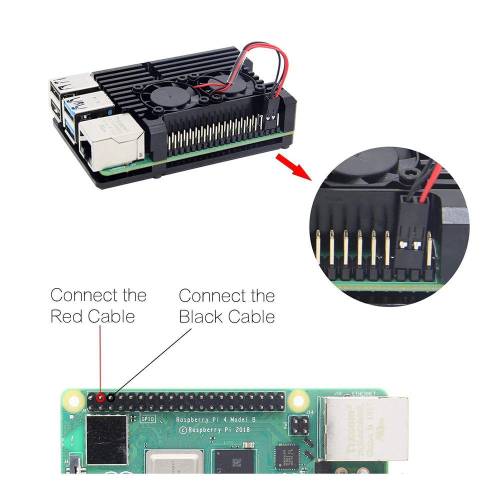 Чехол для Raspberry Pi 4 B с двойным вентилятором защитный чехол из алюминиевого сплава