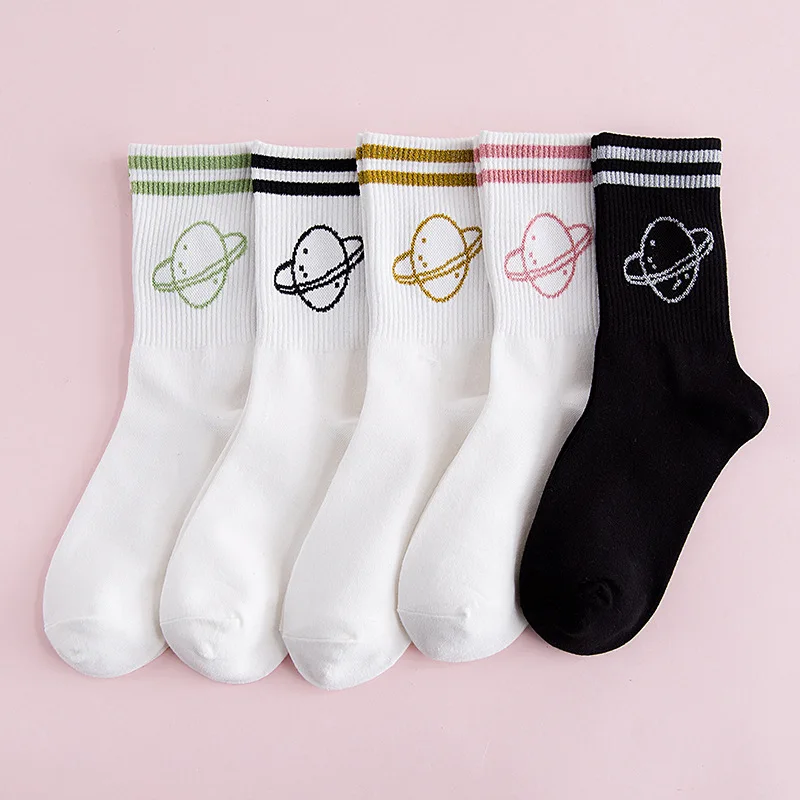 Women Socks Middle Tube with Letters Leave Me Alone Simple Casual Stripes Spring and Summer Fashion | Женская одежда