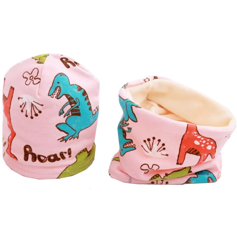 Детская шапка-бини с мультяшным принтом на осень/зиму