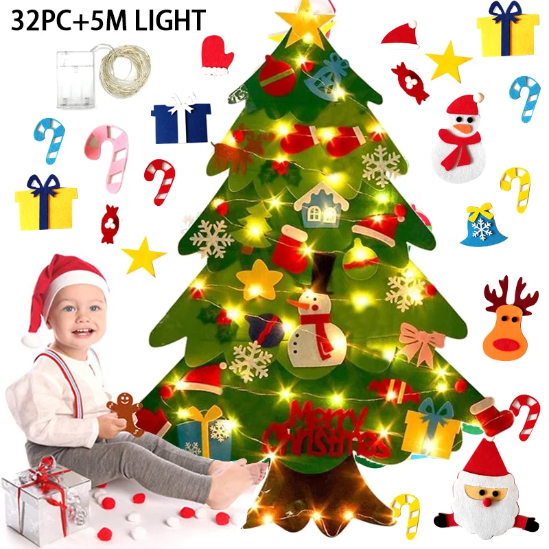 

Детская фетровая Рождественская елка, оформление для дома 2021, рождественские украшения, рождественские подарки, новый год 2022
