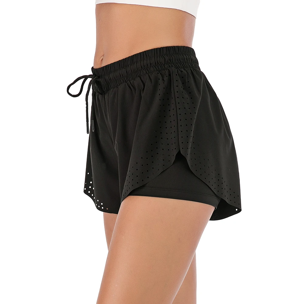 

Women Summer Running Shorts Elastic Waist with Waist Rope Quick Dry Loose Jogging Fitness Gym Workout Shorts