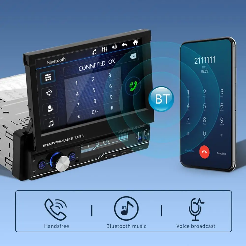 Выдвижной 7-дюймовый сенсорный экран Bluetooth автомобильное радио аксессуары для