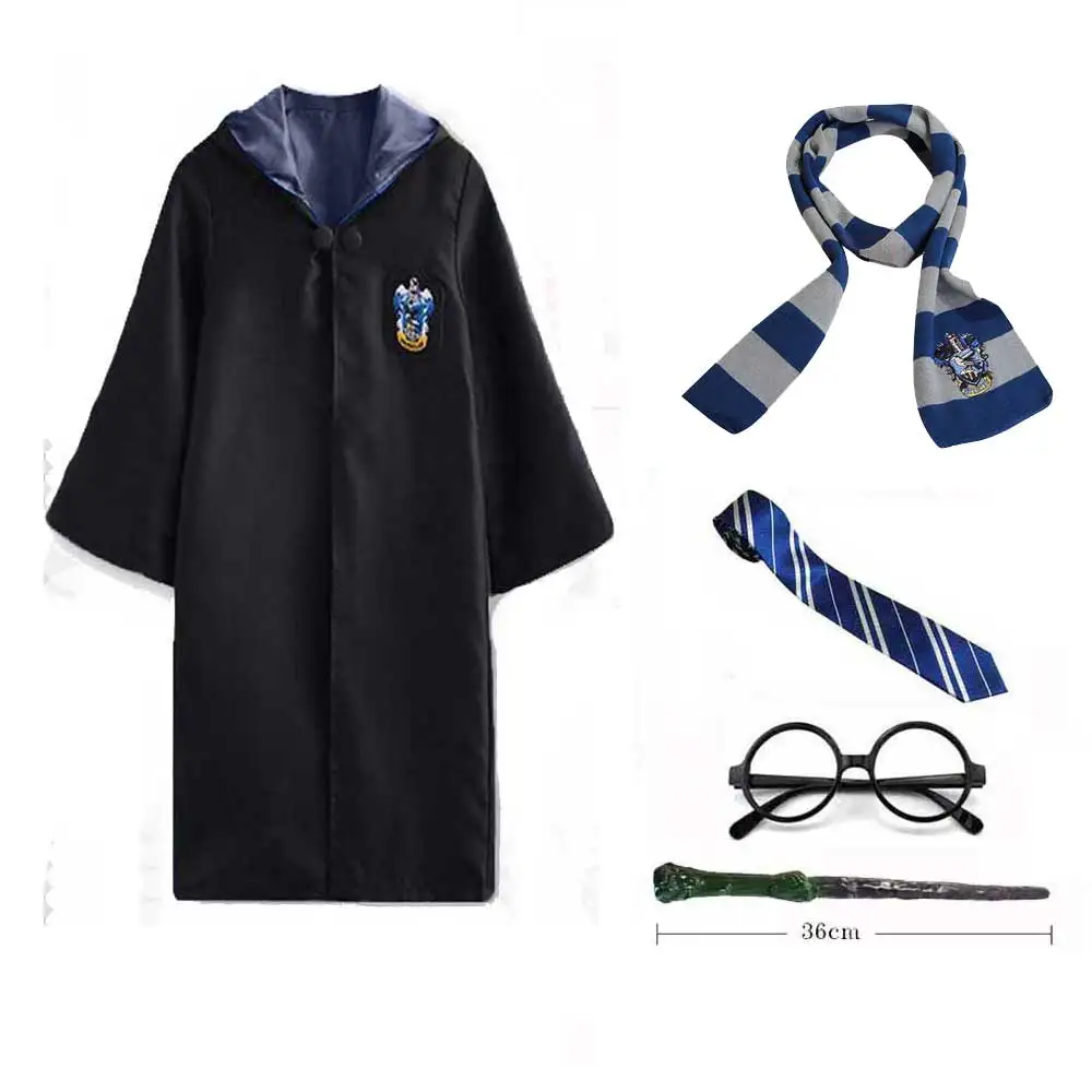 5pcs Style 3 Gryffindor Hufflepuff Slytherin Ravenclaw костюм Гермионы Грейнджер Косплей халат юбка очки Униформа костюм для Хэллоуина - Цвет: 5pcs Style 3