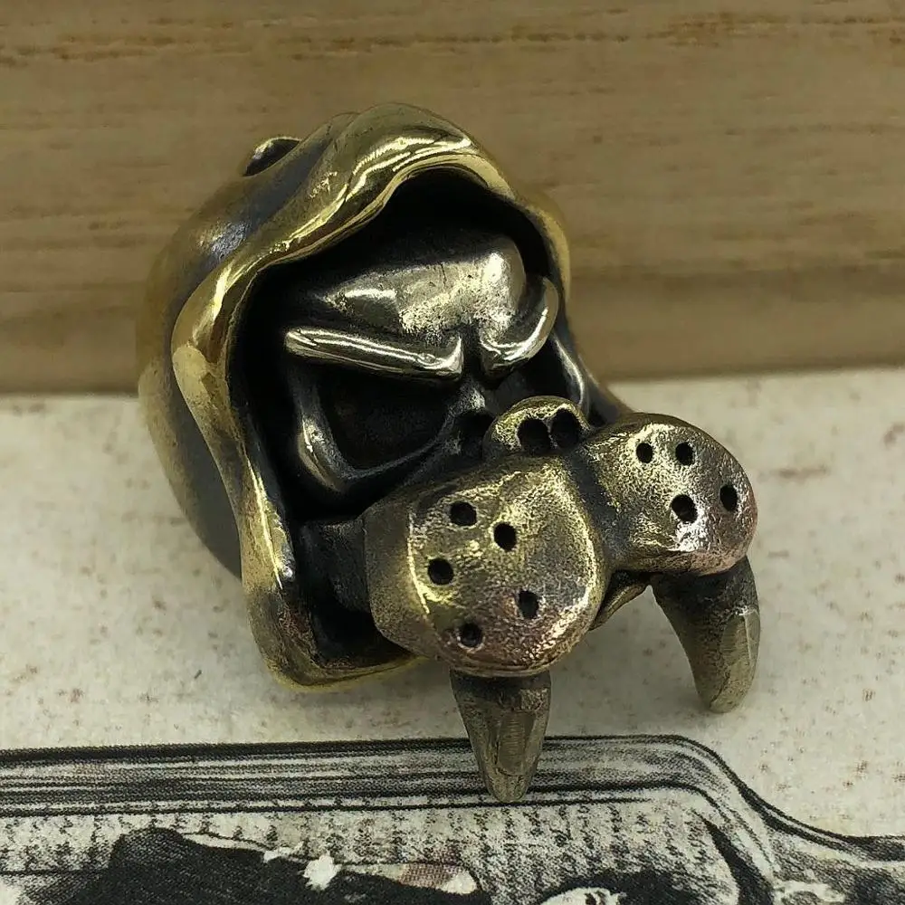 Yellow EDC инструменты латунные ножи бусины латунные уплотнения Череп Бусы на шнурок Паракорд Нож многофункциональный брелок DIY кулон#147 - Color: Yellow