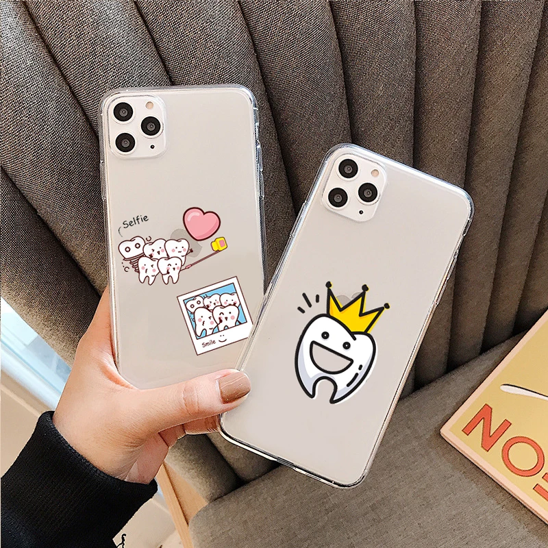 

Tooth Dentist Phone Cover For iPhone 11 12 Pro Max X XS XR Max 7 8 7Plus 8Plus 6S SE20 Soft Silicone TPU transparent Case Fundas