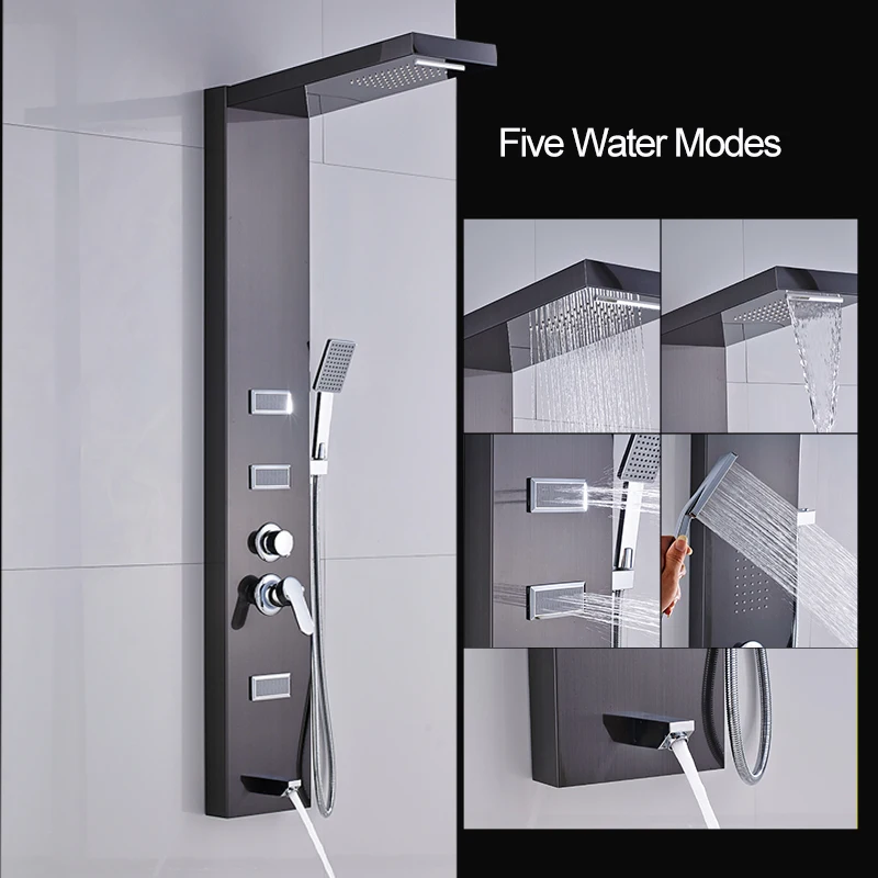 Senlesen Shower Faucet Panel with Plastic Handshower Wall Mounted Brushed Column &amp | Обустройство дома