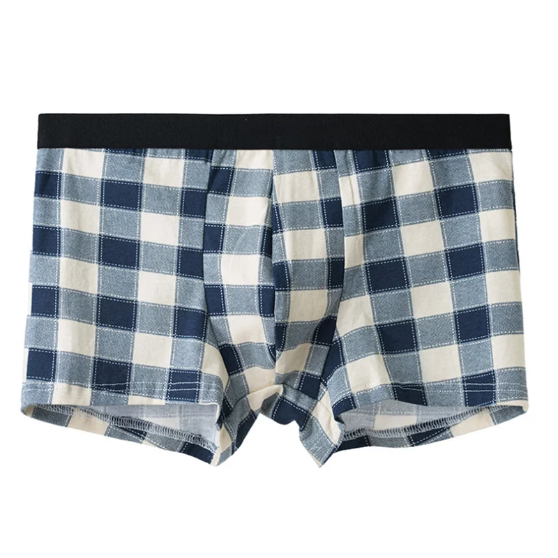 

4Pcs Natural Health Cotton MENS Underpants Stylish Lattice Printed Four-Corners Panties Super Soft & Wear-Resisting Boxer Shorts
