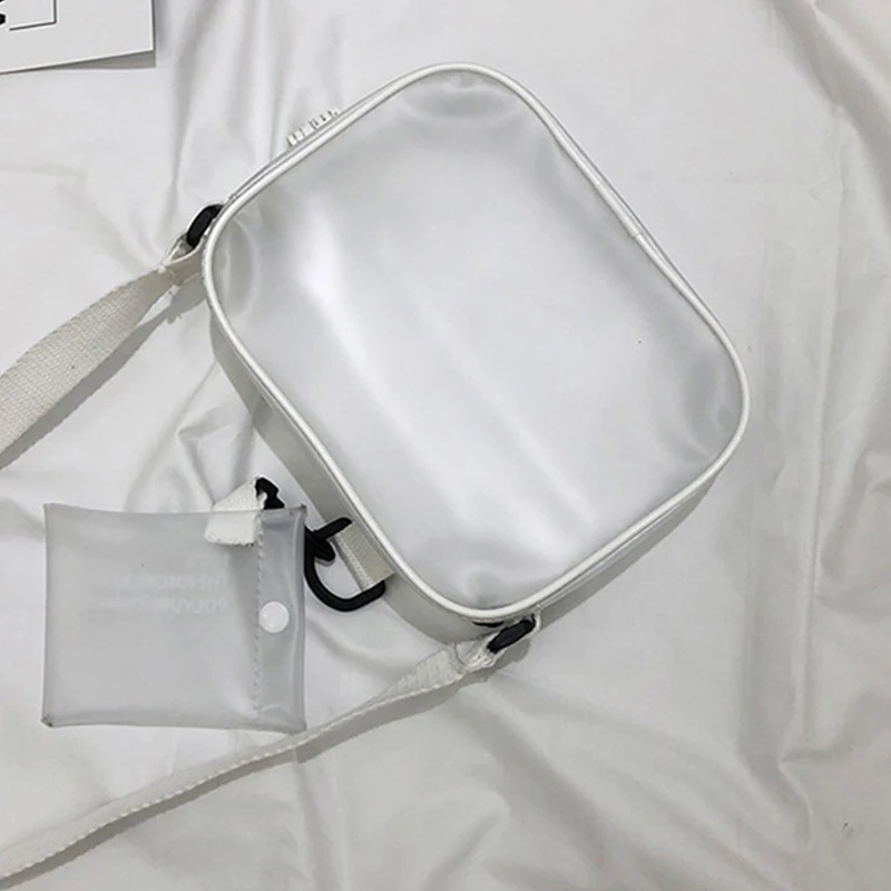 

Casual PVC Transparent Clear Women Crossbody Bags Shoulder Bag Handbag Jelly Small Phone Bags with Card Holder Wide Straps Flap