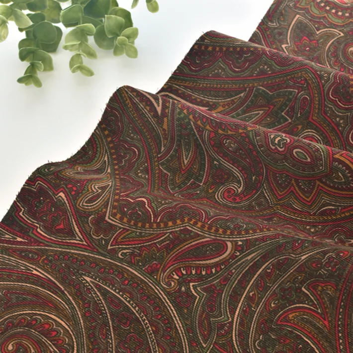 

50*108cm Pure Cotton Totem Phoenix Fine Corduroy Fabric Clothes Skirt Children's Clothing Handmade DIY Fabric