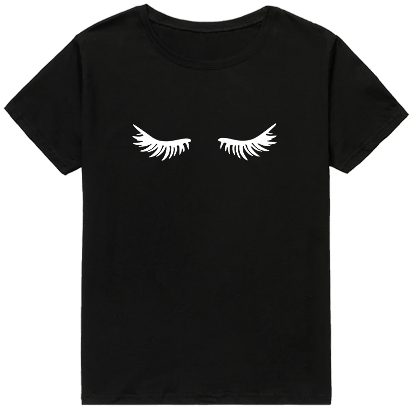 

Aesthetic Lash Graphic t-shirt Women Short sleeve clothes Tops camiseta mujer Summer Printed tshirt for lady Black White tee
