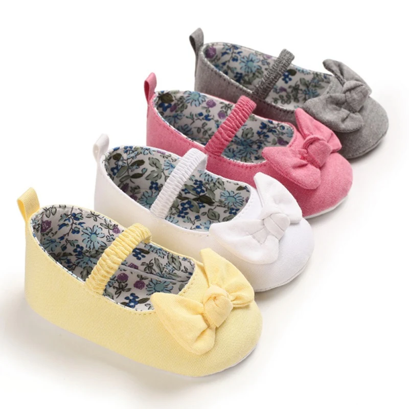 

Обувь для маленьких принцесс, мягкие туфли карамельных цветов для маленьких девочек, Удобная нескользящая подошва, модные туфли с бантом, о...