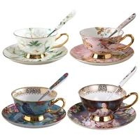 european style bone porcelain coffee cup set vintage ceramic afternoon tea saucer spoon luxury gift for cafe shop home